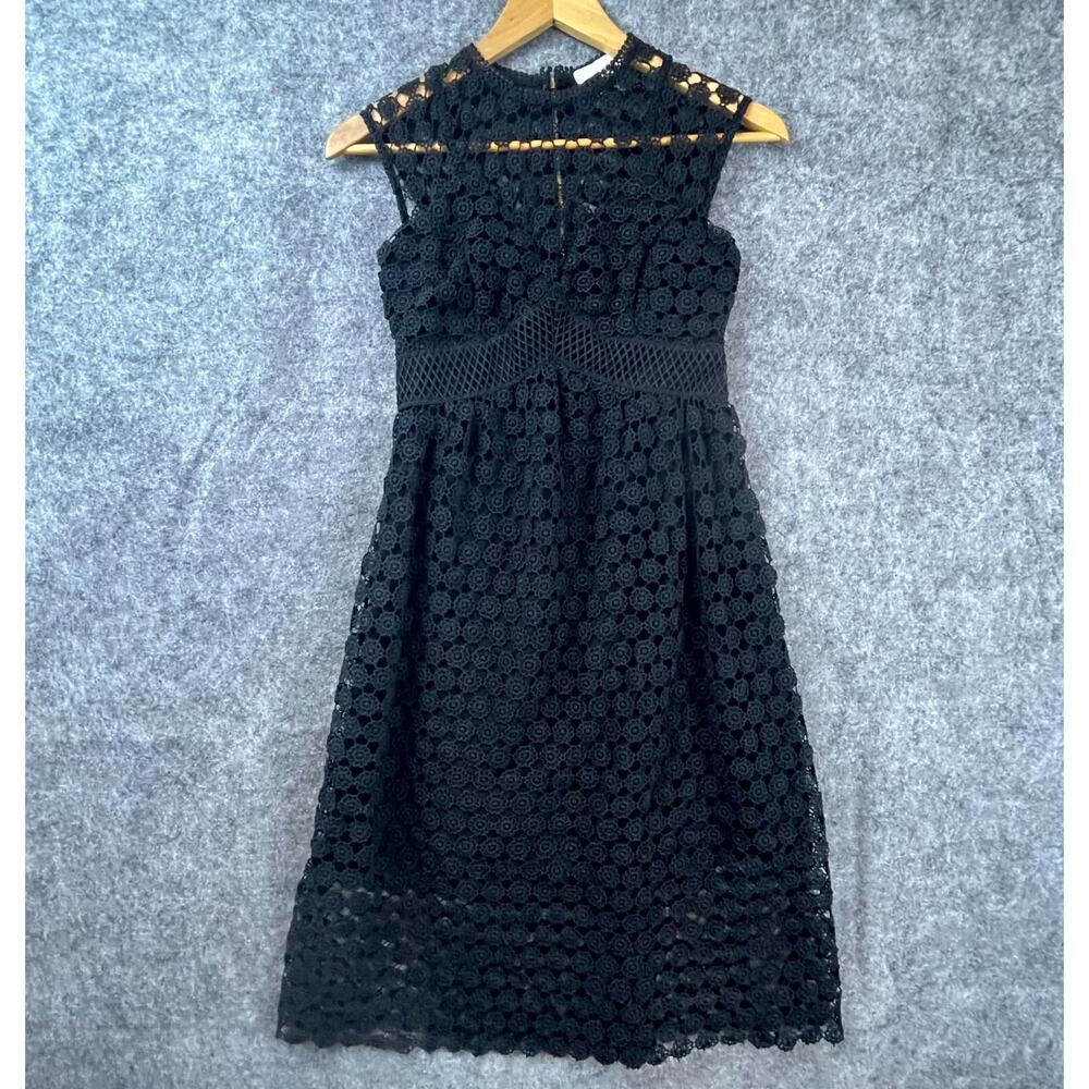 Anthropologie Eri + Ali Dress 0 Black Crochet Lace Witchcore Whimsigoth Feminine